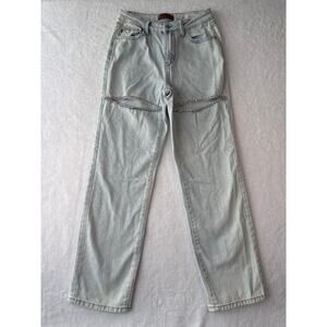 Judy Blue Jeans Rigid Magic Rhinestone Slit Jeans Size 5/27 Light Wash High Rise